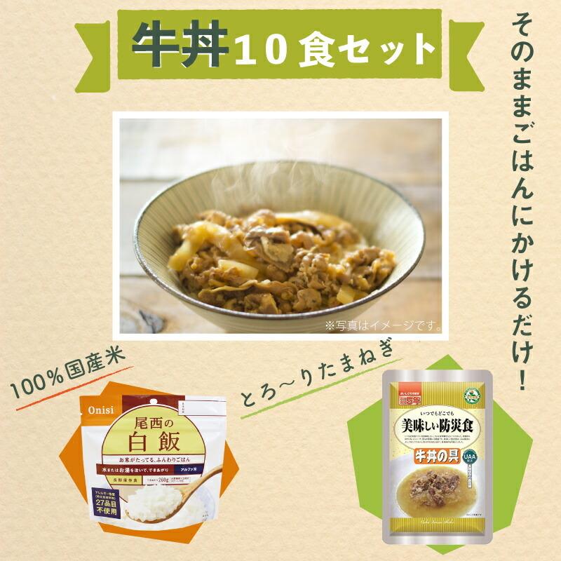 5年保存 非常食 尾西の白飯 Uaa食品牛丼の具 10食 セット Gs 01 774 0 10 Gise 通販 Yahoo ショッピング