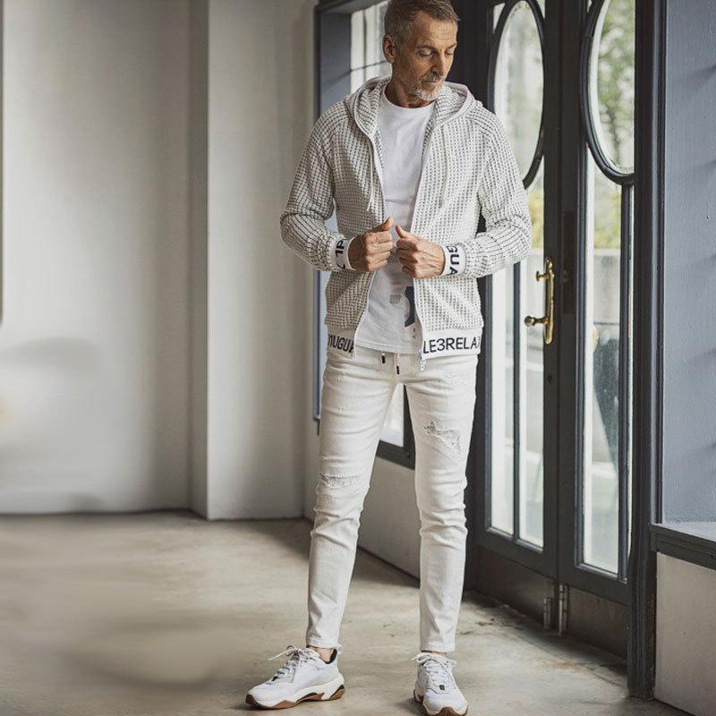 1PIU1UGUALE3 RELAX ワッフルパーカー　ホワイト　サイズL 1PIU1UGUALE3 RELAX(ウノピゥウノウグァーレトレ リラックス