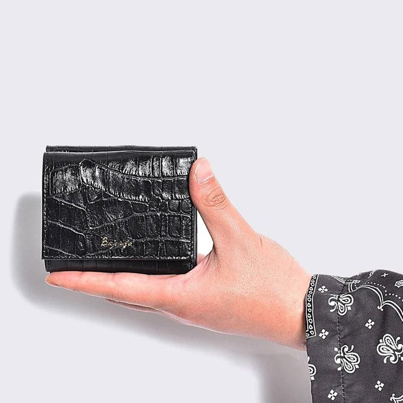 BajoLugo バジョルゴ コンパクトウォレット クロコ ブラック 三