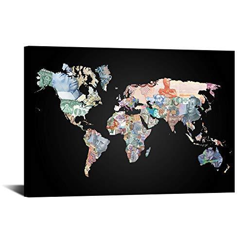 50 Off 世界地図 壁アート キャンバスに描かれたブラックデコプリント 絵画 旅行世界地図 お金付き 子ども 教育 すぐに掛けられる 地図装飾 アートワーク ホ 特売 M Mahdi Net