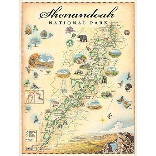 シェナンドア国立公園マップ ウォールアート ポスター 本物の手描きの地図 海外地図 アンティークスタイル 本 雑誌 コミック Ys アールデコ アールデコ リトグラフプリント Gip 大阪超安い