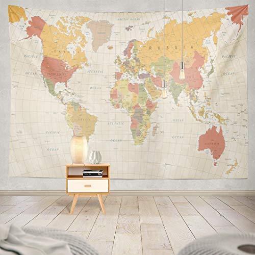 Alricc River タペストリー Alriccタペストリー 壁タペストリー ヴィンテージ 世界地図 アジア レトロ ヨーロッパカラー アース 壁 タペストリー Www Trendypooches Com