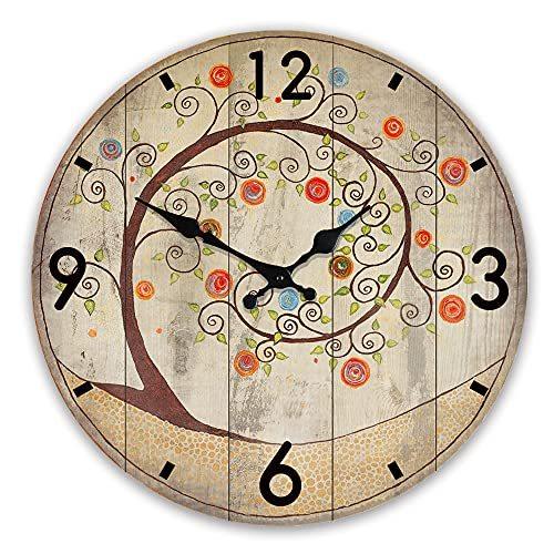 12インチ サイレントクォーツ 木製壁掛け時計 カチッとしないデジタル 