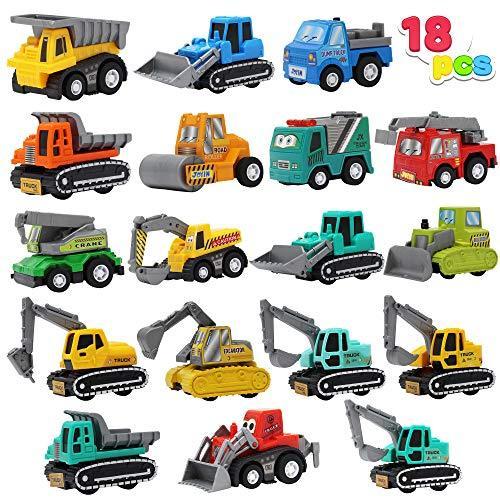 18 Piece Pull Back Car Assorted Mini Truck Model Car Friction Powered Race 乗り物、ミニチュア