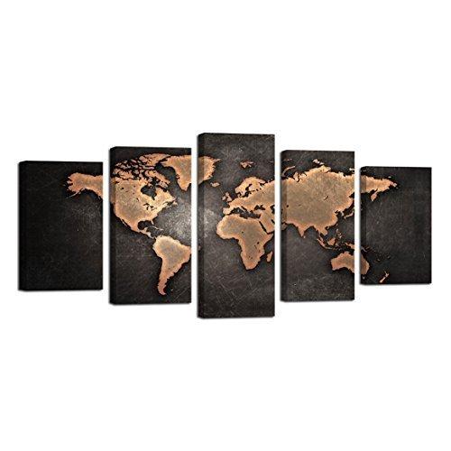 激安ランキング Ardemyウィンドーウォールアートhd Antiquated抽象ブラック背景世界マップgicleeキャンバスprinting 5ピース伸縮とフレーム 日本大特価 Ssl Daikyogo Or Jp