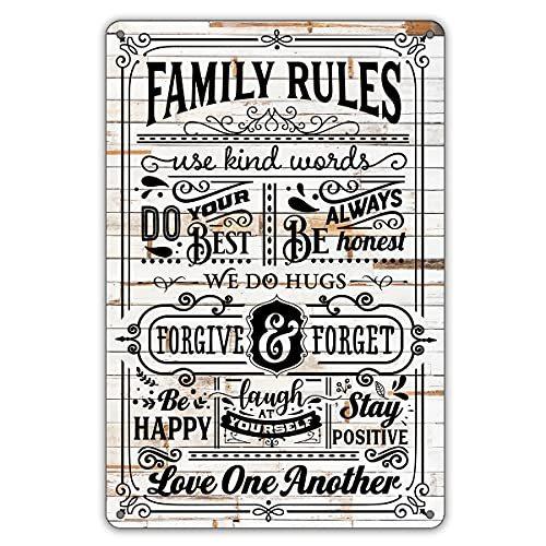 Qiongqi 面白い家族のルール メタルブリキ看板 壁装飾 農家 素朴な家族名言サイン ホームキッチン 寝室 リビングルーム オフィスの装飾 Ys Gip 通販 Yahoo ショッピング