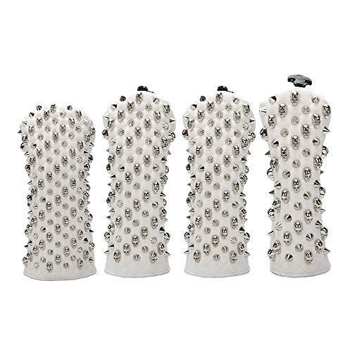 Puゴルフヘッドカバーゴルフクラブドライバー用 ゴルフ オシャレ ンリベットヘッドカバー 1ドライバー 3 5フェアウェイウッドゴルフプロテクター3個whit ヘッドカバー オシャレ Gip Ys 公式に取扱うファッション