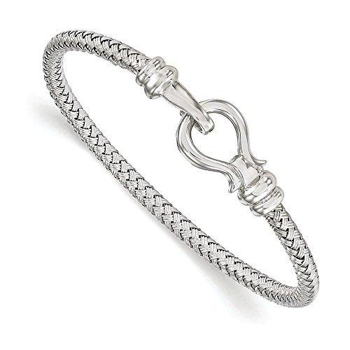 注文割引 Cuff Bangle Hook Silver Sterling 925 Bracelet 4mm = Width 7 バングル
