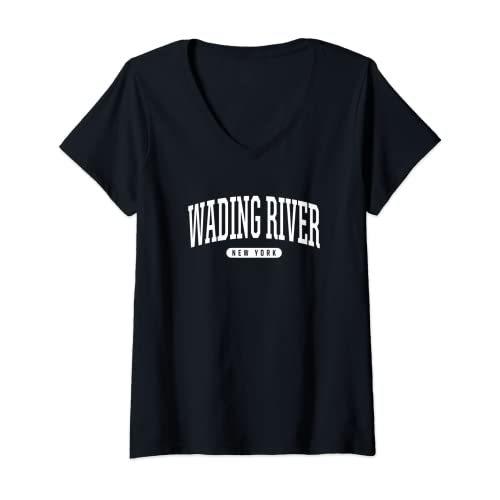 Womens College Style Water Mill 安全 New Souvenir TShirt VNeck Gift 特価 York