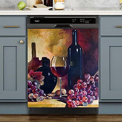 当店在庫してます！ Dishwasher Kitchen Bottle Wine Vintage Magnet D Grapes and Wine Decal Cover ラスベガス