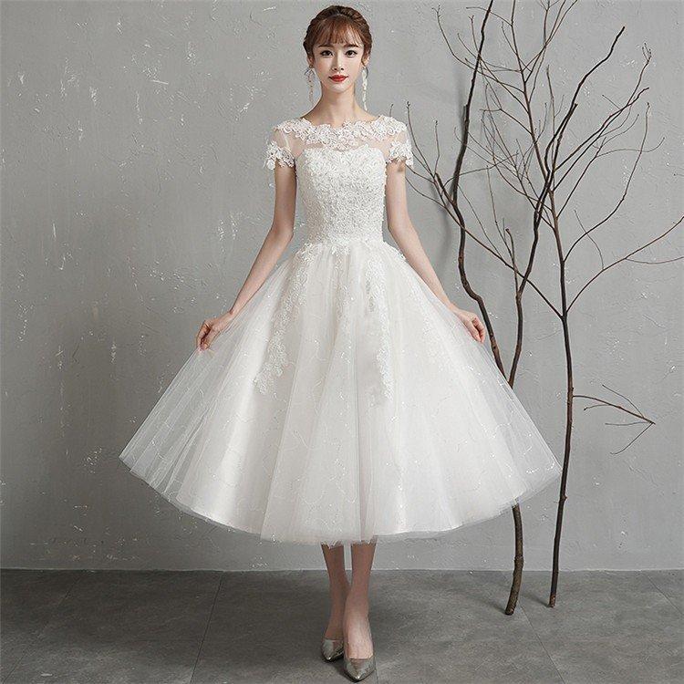 新品本物 ドレス 結婚式 お呼ばれ ミモレ丈 花嫁 ウエディングドレス ミニドレス パーティードレス 二次会 編み上げタイプ 白 オシャレ ドレス通販 50 Off Www Ladislexia Net