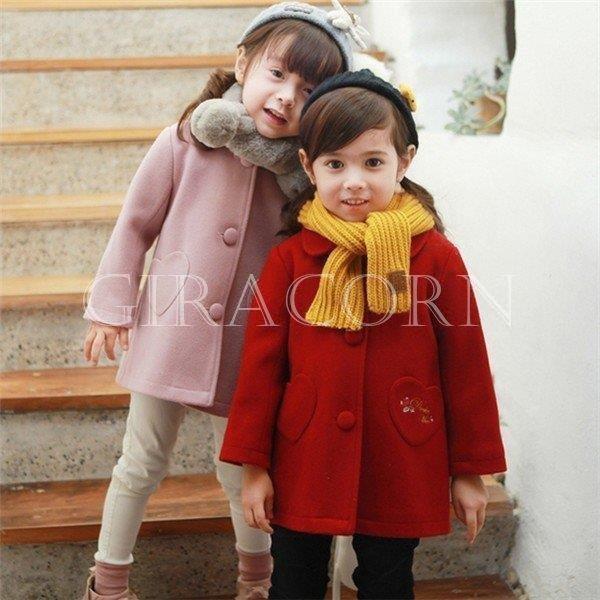 超激安 子供服 アウター 女の子 メルトン コート キッズ 秋冬 Aライン ミドル丈 丸襟 ハート柄ポケット 刺繍 可愛い 赤 ピンク 防寒 あったか 暖かい 特売 Riccardotramma Com