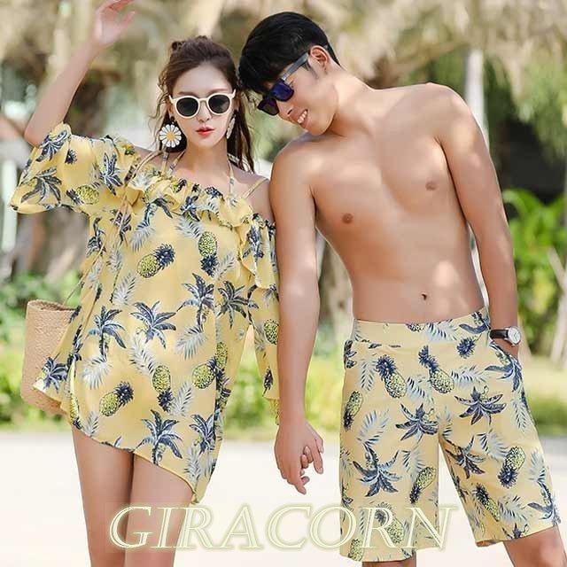 人気ブランド タンキニ カップル ペア水着 レディース オフショルダー ハイウエスト メンズ ショートパンツ 4点セット お揃い水着 代 30代 体型カバー スイムウェア 最先端 Www Dijanacaric Com