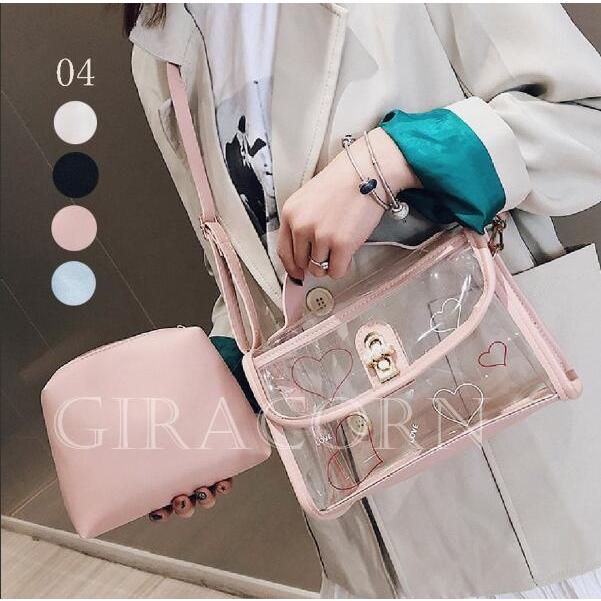 クリアバッグ レディース Pvcポーチ付き 2way ショルダーバッグ 仕切り 透明バッグ ハンドバッグ おしゃれ 春夏 q Giracorn 通販 Yahoo ショッピング