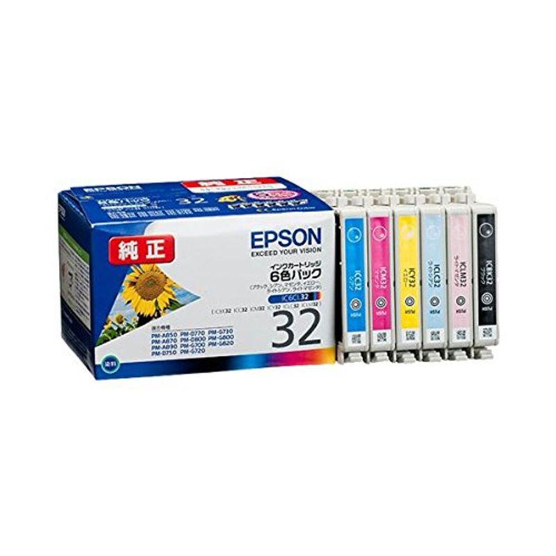 まとめ） エプソン EPSON インクカートリッジ 6色パック IC6CL32 1箱