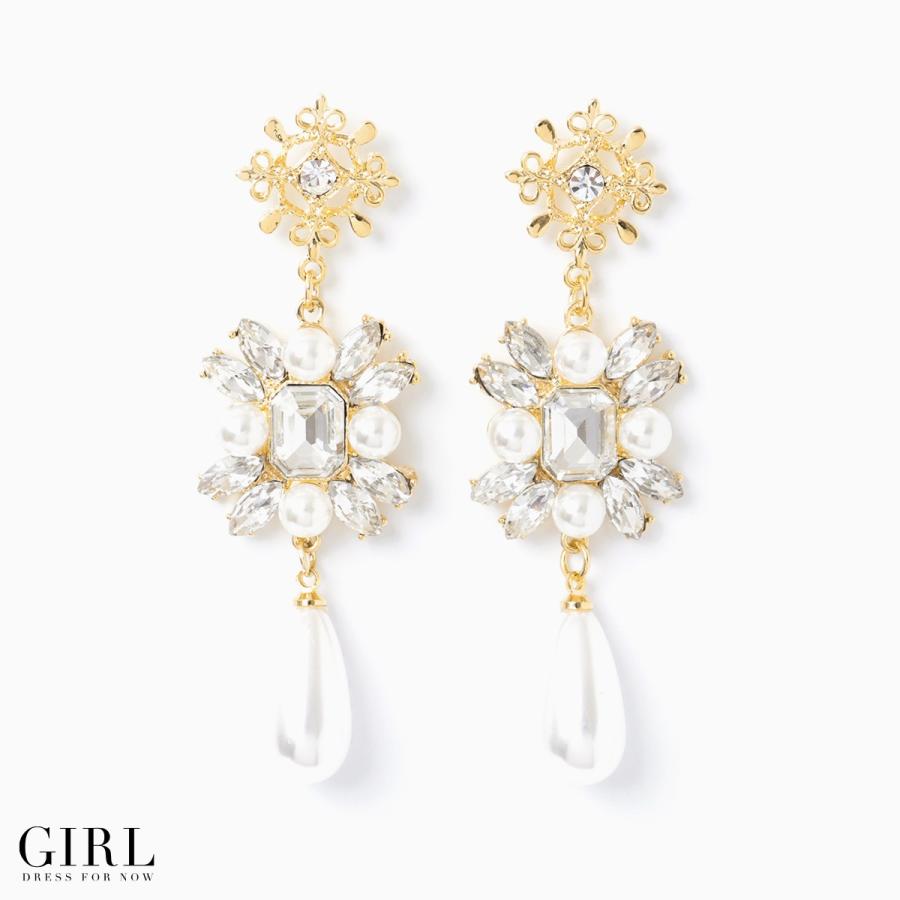 GIRL DRESS FOR NOW ピアス パール 耳飾 キャッチ ロングピアス ロング