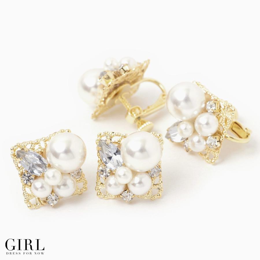 GIRL DRESS FOR NOW ピアス イヤリング 耳飾 キャッチ 結婚式 パール 