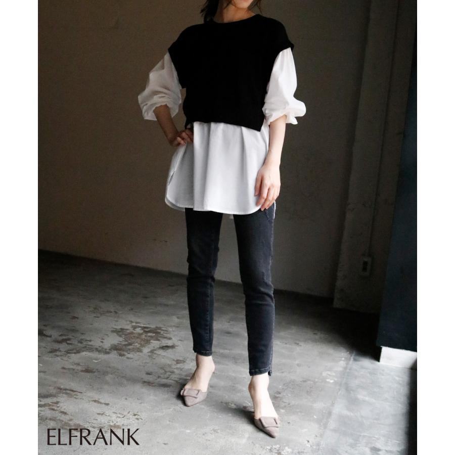 トップス レディース ブラウス 長袖 フォーマル 白 シャツ ドッキング 重ね着風 ニット ロング丈 シンプル 代 30代 40代 50代 ボリューム袖 Ys 1725 パーティードレス通販girl 通販 Yahoo ショッピング