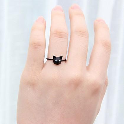 猫の指輪 ネコのリング 小さなネコの顔モチーフの指輪 ブラック ゴールド2色 10号くらい 送料1円 Ring 002 コサージュ専門店 Girlish 通販 Yahoo ショッピング
