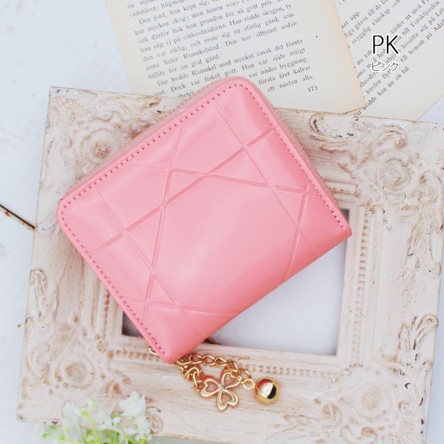 ミニ財布 小銭がたくさん入るクローバーチェーンエナメルコンパクト