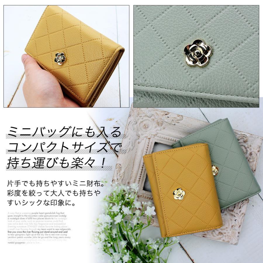 3つ折り財布 タイムレスに愛せるゴールドカメリアの三つ折りウォレット