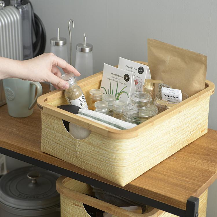 収納ボックス バスケット キッチン バス ランドリー 収納 タオル収納 洗える 天然素材 木目 おしゃれ Mokume レクタングルボックス Low Bm Uminecco ウミネッコ 通販 Yahoo ショッピング