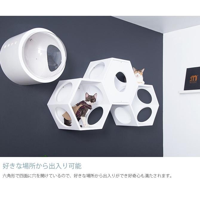 猫 キャットステップ キャットウォーク 六角 ホワイト キャットステップ MYZOO マイズー Busy cat 六角ハウス ホワイトの画像