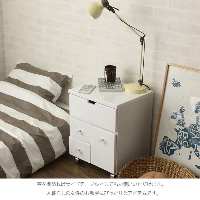 完成品 コスメワゴン キャスター付き ワゴン 一面鏡 ドレッサー コスメボックス クリスタル｜girlyapartment｜05