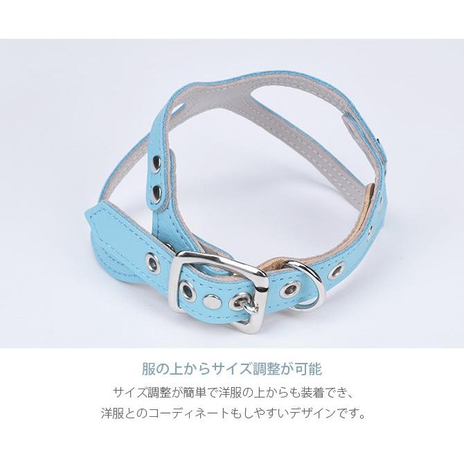犬用品 お散歩 首輪 ハーネス 犬 ハーネス 本革製 メガネハーネス Lサイズの画像