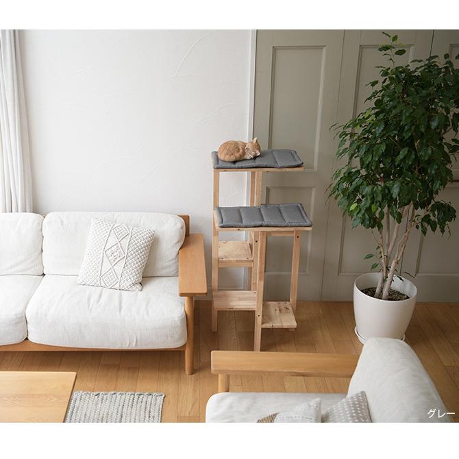 猫 おしゃれ 木製 北欧 キャットタワー 木製 グレー アイボリー7月予約 Natural Signature Cut Hus キャットタワー Mga 4010 Uminecco ウミネッコ 通販 Yahoo ショッピング