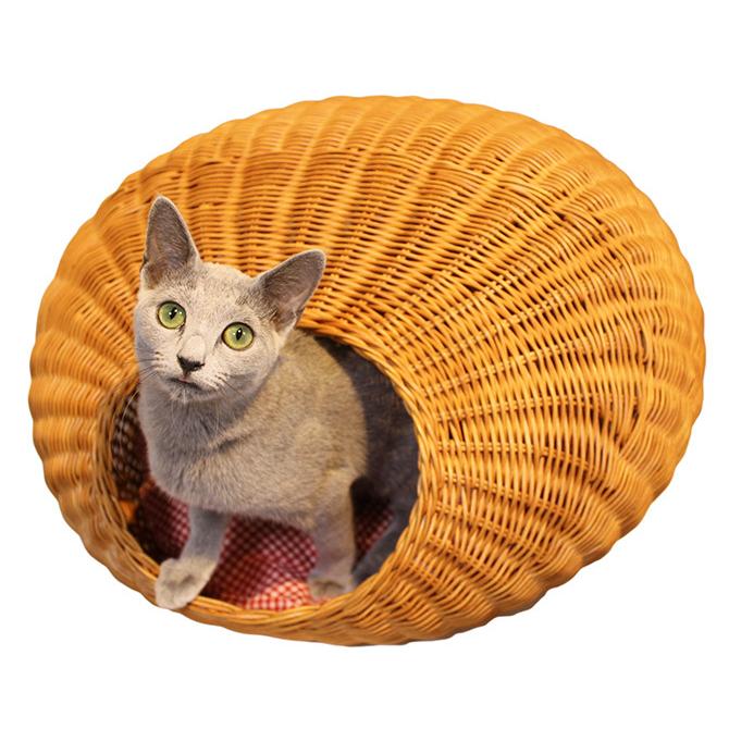 ペットベッド 猫用 ベッド ラタン ホワイト N4-style ラタンエッグ