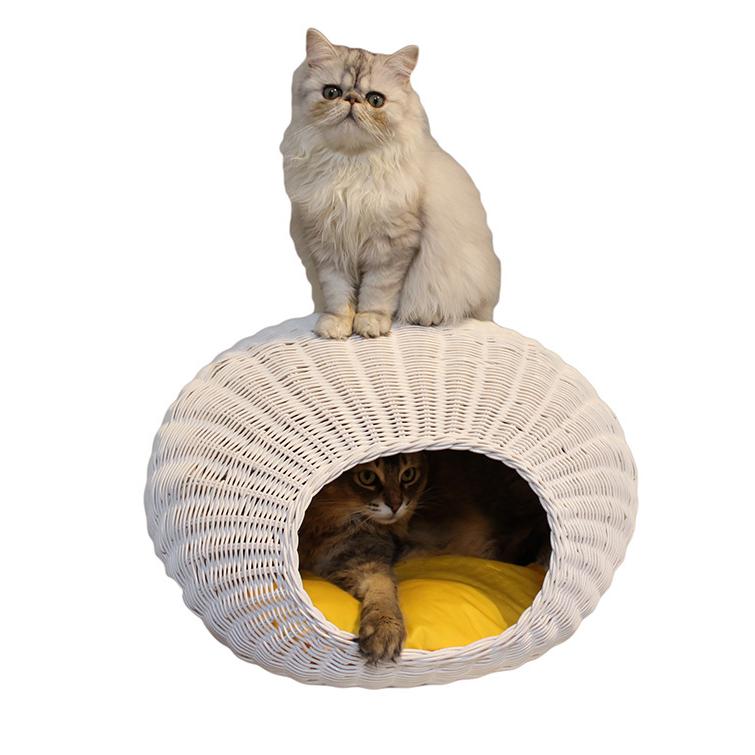 ペットベッド 猫用 ベッド ラタン ホワイト N4-style ラタンエッグ