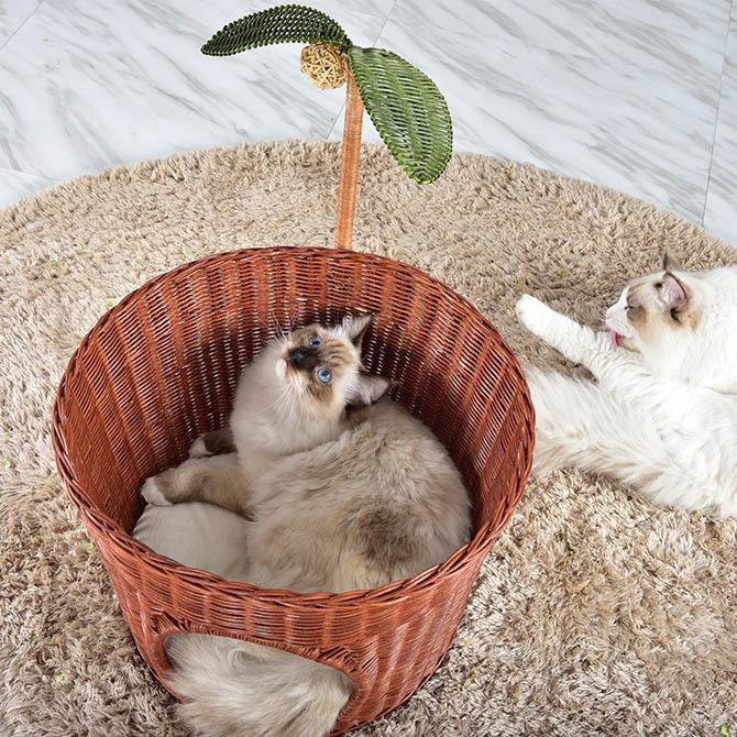 ペットベッド 猫用 ベッド ラタン ナチュラル N4-style ラタンキャッツ