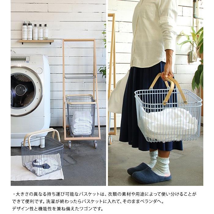 ワゴン スチール 木製 キャスター付き ランドリーワゴン Mash マッシュ CARRY BASKET WAGON-L キャリーバスケットワゴン-Lの画像