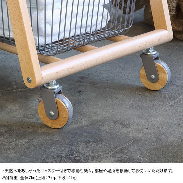 ワゴン スチール 木製 キャスター付き ランドリーワゴン Mash マッシュ CARRY BASKET WAGON-L キャリーバスケットワゴン-Lの画像