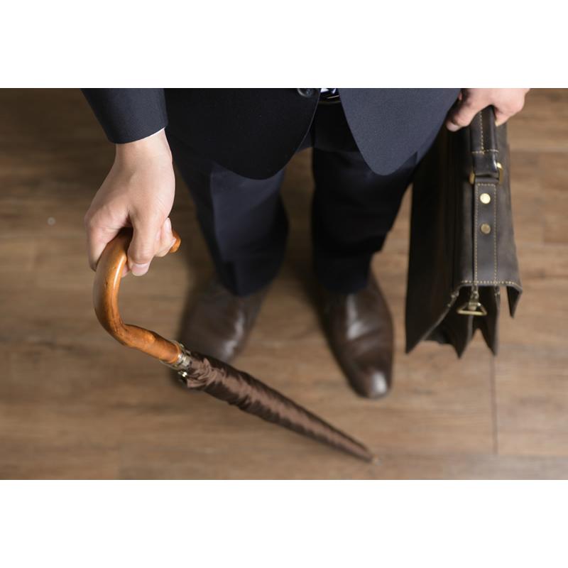 Ramuda ラムダ メンズ 傘 スリム 富士絹 8本骨 63cm 鉄木持ち手 UV加工 細巻き |  | 06