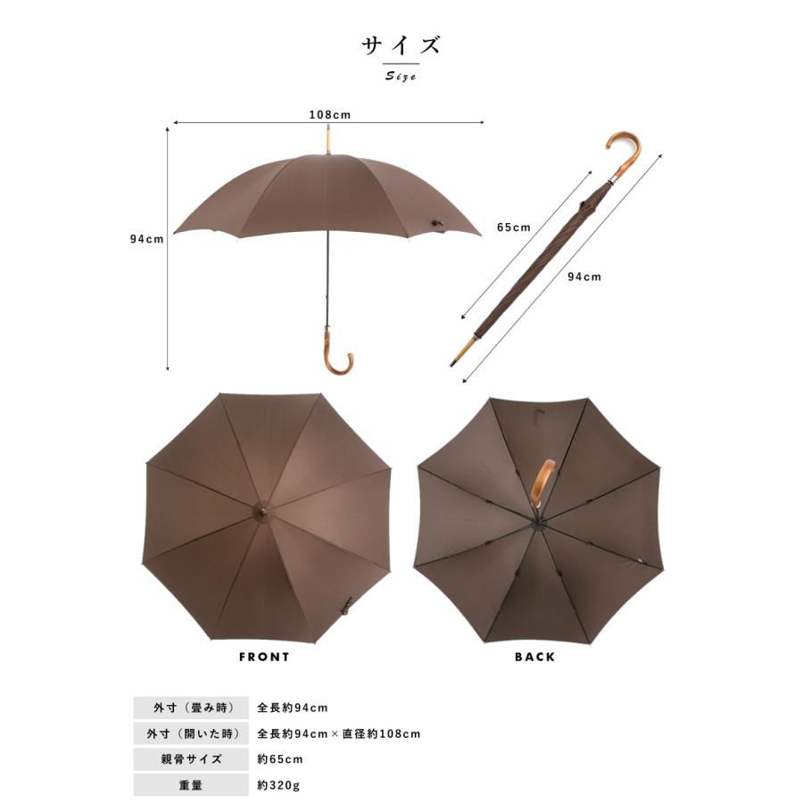 Ramuda ラムダ メンズ 傘 スリム 富士絹 8本骨 63cm 鉄木持ち手 UV加工