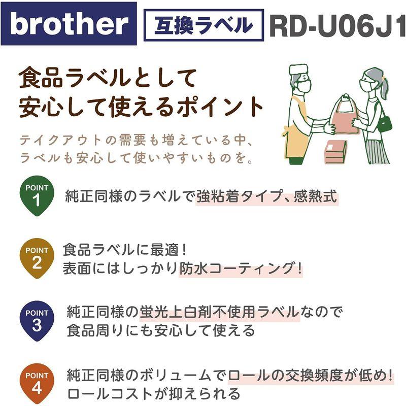 ラベルファームRD-U06J1　ブラザー　互換食品表示ラベル(10ロール)幅40mm　T　60mm　x　brother　TD-2130N