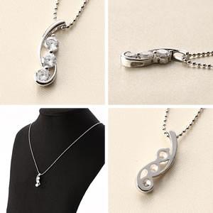ネックレス キュービックジルコニア デザイン3石ネックレス 