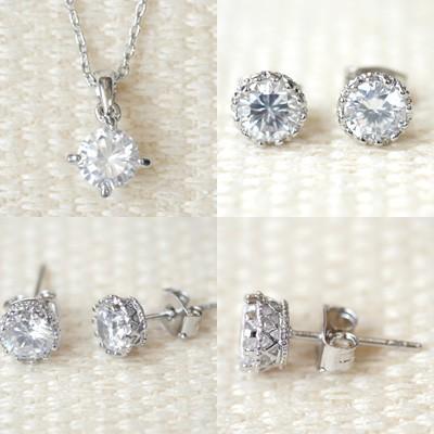ネックレス ピアス セット キュービックジルコニア ネックレス&一粒 