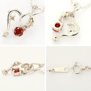 ネックレス 誕生石 11種類の天然石+天然ダイヤモンド0.02ct ハート 