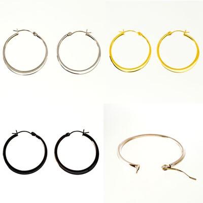 ピアス アレルギーフリー 平線フープピアス チタンポスト 30mm 40mm 50mm ゴールド仕上げ プラチナ仕上げ チタンピアス |  | 01