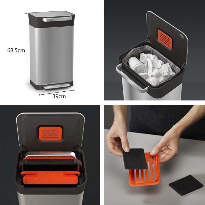 Joseph クラッシュボックス ゴミ箱 ダストボックス おしゃれ 30l 圧縮 ゴミを1 3に圧縮 ステンレス 脱臭フィルター エコ ゴミ袋 インテリア Th Zakka Green 通販 Yahoo ショッピング