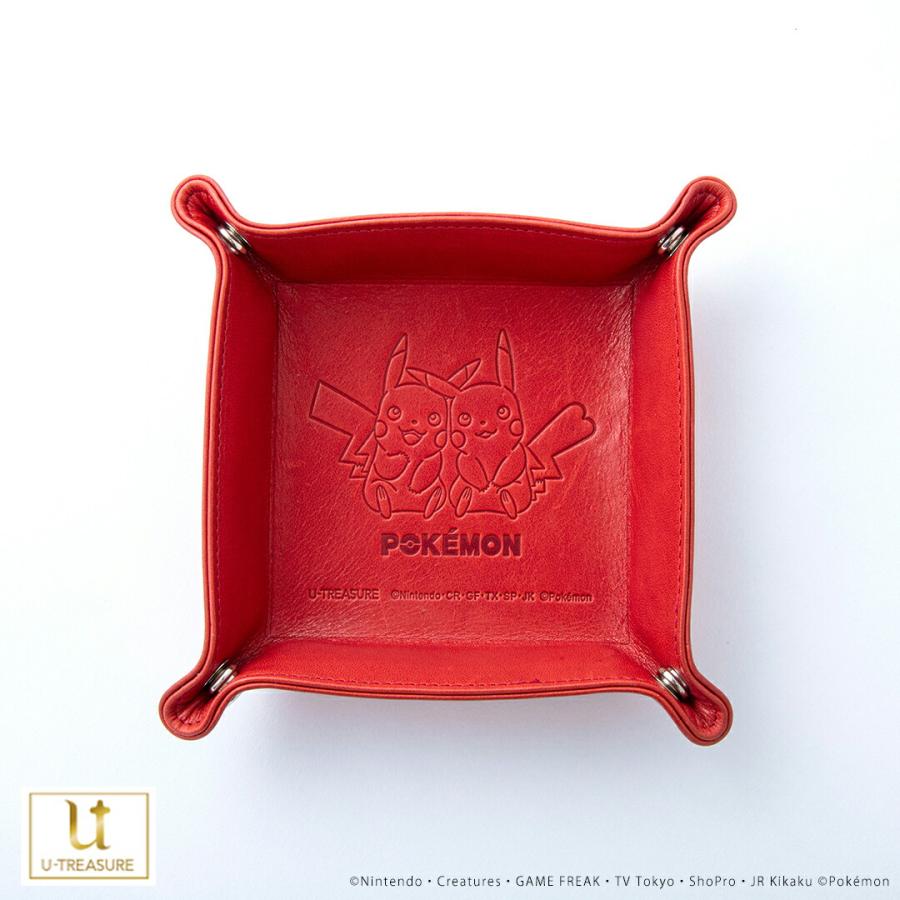 Pokemon（ポケモン） グッズ ピカチュウ レザートレイ レッド 牛革