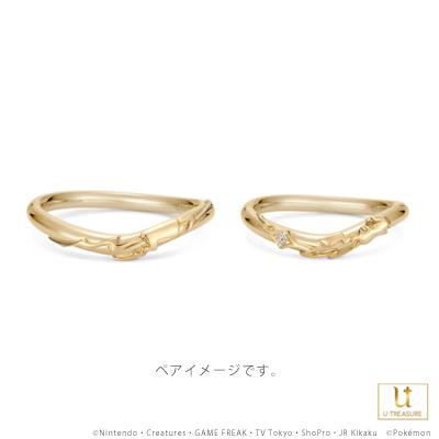 ポケモン ピカチュウ リング 指輪 でんきモチーフリング K18イエローゴールド 結婚指輪 男性 マリッジリング ブライダルリング 記念日 プレゼントの画像