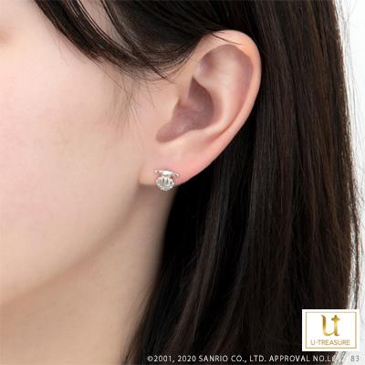 シナモロール グッズ アクセサリー サンリオ Cinnamoroll ピアス K18ホワイトゴールド ブルーダイヤモンド 貝殻 レディース プレゼントの画像