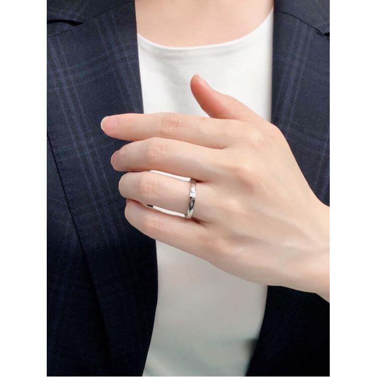 結婚指輪 チタン 安い プラチナ コンビ ダイヤモンド ペアリング マリッジリング チタン シンプル 人気 ブランド 刻印無料 ストレート メンズ レディース_1