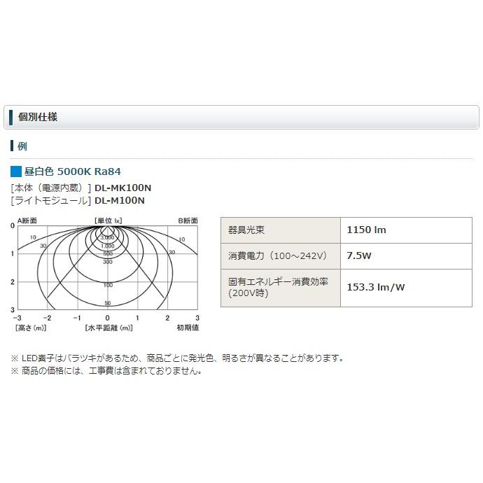 SHARP LED照明 埋込型W150 20形（1灯相当タイプ） DL-MK100Nの画像