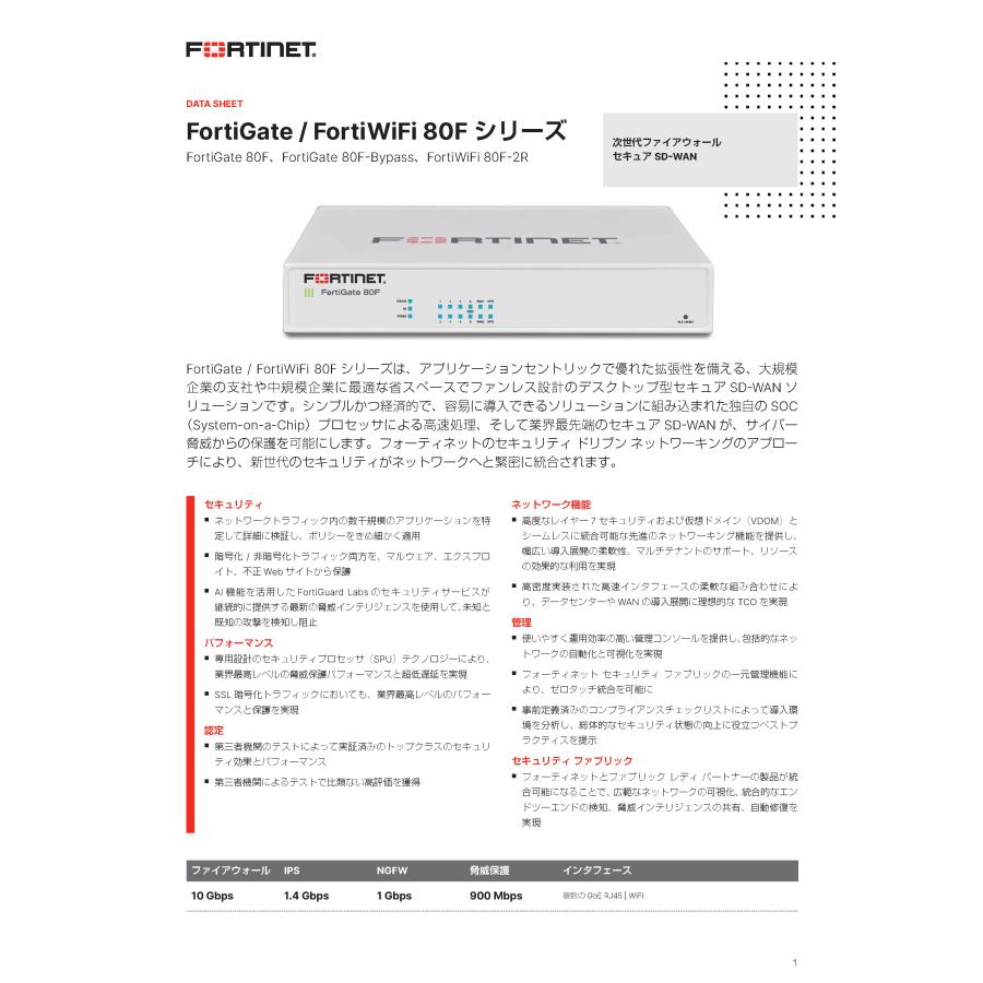 UTMソリューション FortiGate-80F 有線タイプ 5年間ライセンス UTMソリューション FortiGate-80F 有線タイプ 5年間ライセンス