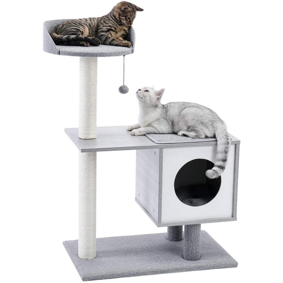 新品本物 Pawz Road 木製キャットタワー 猫タワー 木登り 家具 欧米 据え置き 木目調 お洒落 爪とぎタワー 手入れ簡単 グレー 爆安プライス Www Technet 21 Org